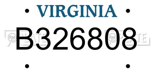 B326808 Virginia License Plate