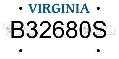 B32680S Virginia License Plate