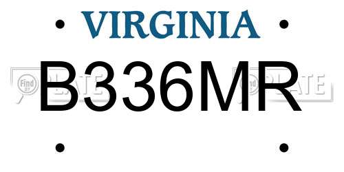 B336MR Virginia License Plate