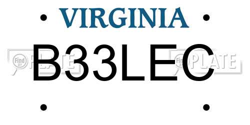 B33LEC Virginia License Plate