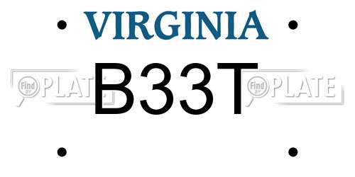 B33T Virginia License Plate