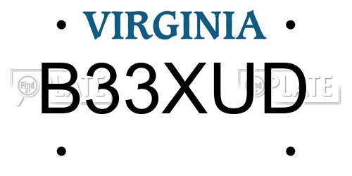 B33XUD Virginia License Plate
