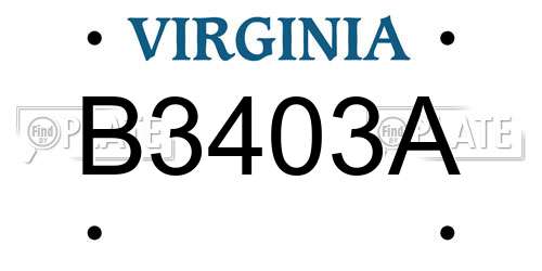 B3403A Virginia License Plate