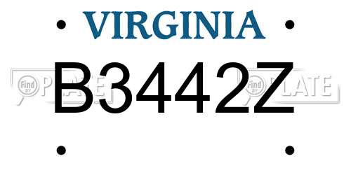 B3442Z Virginia License Plate