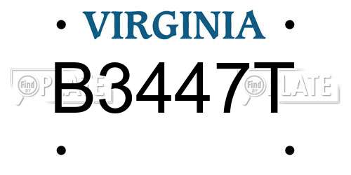 B3447T Virginia License Plate