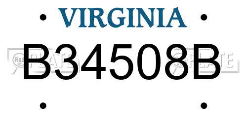 B34508B Virginia License Plate