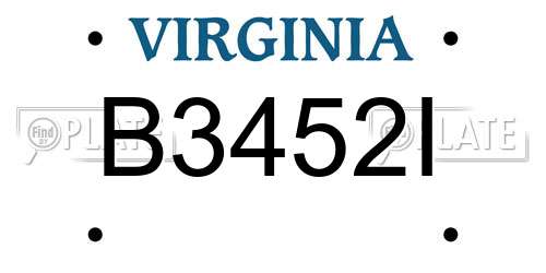 B3452I Virginia License Plate