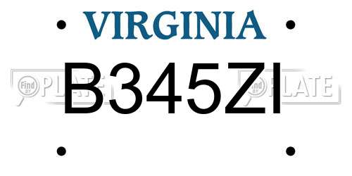 B345ZI Virginia License Plate