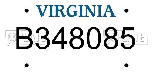 B348085 Virginia License Plate
