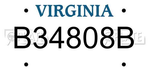 B34808B Virginia License Plate