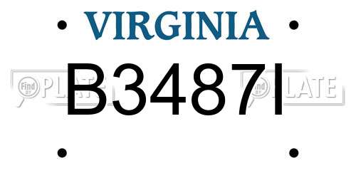 B3487I Virginia License Plate