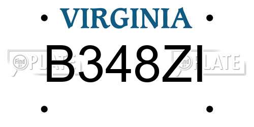 B348ZI Virginia License Plate