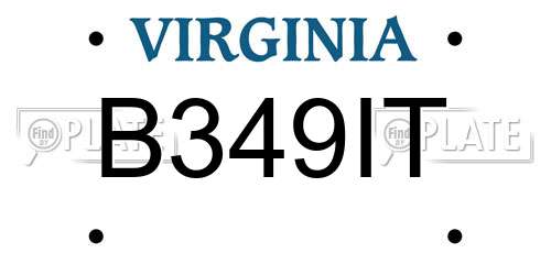 B349IT Virginia License Plate