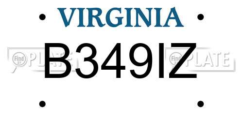 B349IZ Virginia License Plate