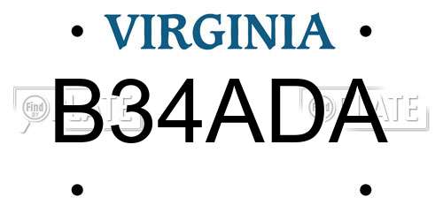 B34ADA Virginia License Plate