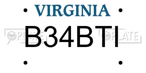 B34BTI Virginia License Plate