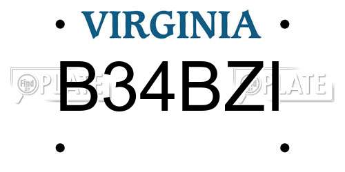 B34BZI Virginia License Plate