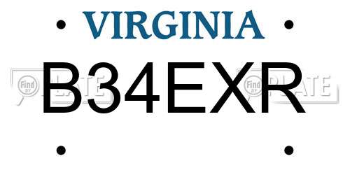 B34EXR Virginia License Plate