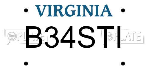 B34STI Virginia License Plate