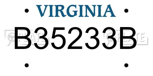 B35233B Virginia License Plate