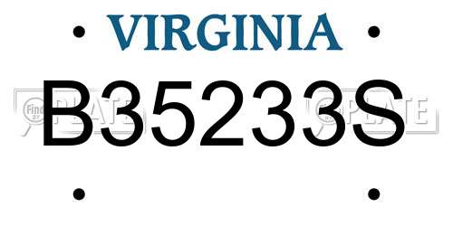 B35233S Virginia License Plate