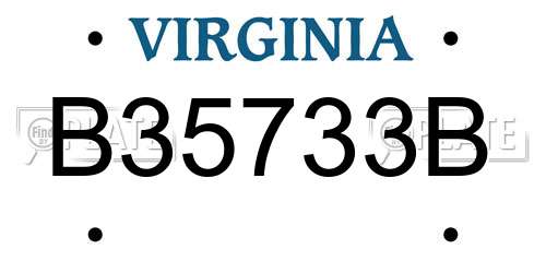 B35733B Virginia License Plate