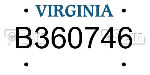 B360746 Virginia License Plate