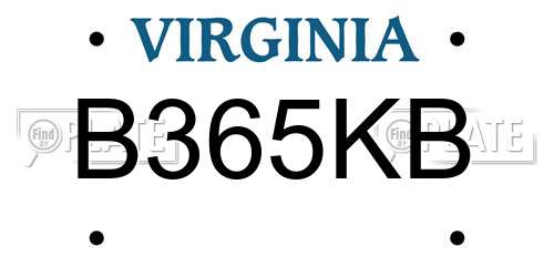 B365KB Virginia License Plate