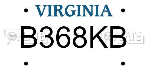 B368KB Virginia License Plate