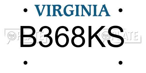 B368KS Virginia License Plate