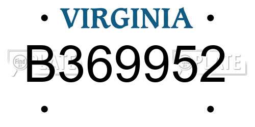 B369952 Virginia License Plate