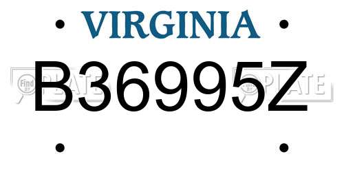 B36995Z Virginia License Plate