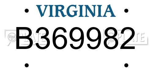 B369982 Virginia License Plate