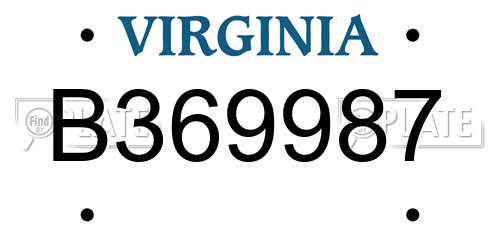 B369987 Virginia License Plate