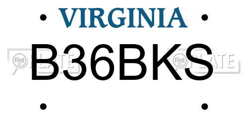 B36BKS Virginia License Plate