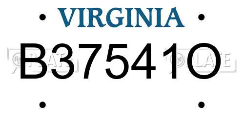 B37541O Virginia License Plate