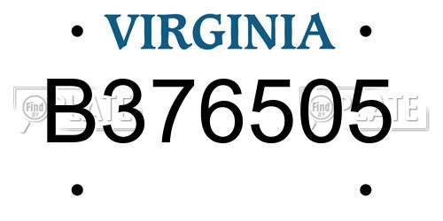 B376505 Virginia License Plate