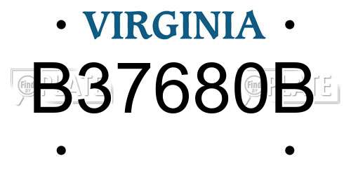 B37680B Virginia License Plate