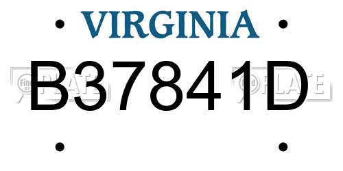 B37841D Virginia License Plate