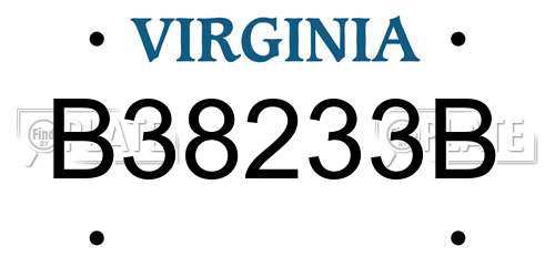 B38233B Virginia License Plate