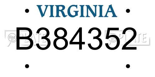 B384352 Virginia License Plate