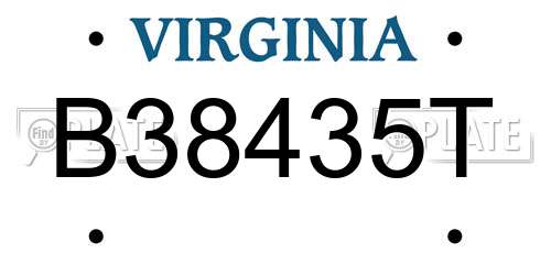B38435T Virginia License Plate
