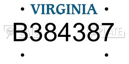 B384387 Virginia License Plate
