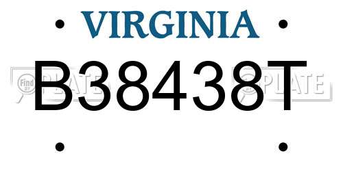 B38438T Virginia License Plate