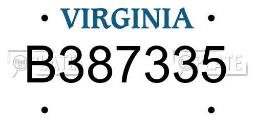 B387335 Virginia License Plate