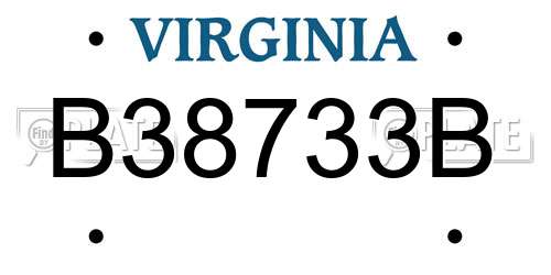 B38733B Virginia License Plate