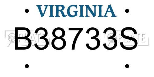 B38733S Virginia License Plate