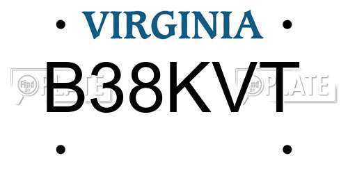 B38KVT Virginia License Plate