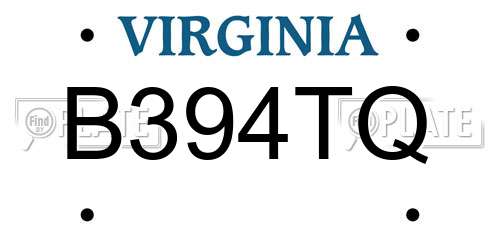 B394TQ Virginia License Plate