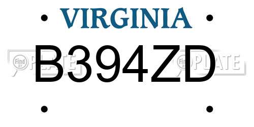 B394ZD Virginia License Plate